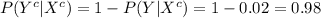 P(Y^{c}|X^{c})=1-P(Y|X^{c})=1-0.02=0.98