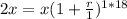 2x=x(1+\frac{r}{1})^{1*18}