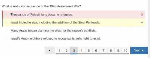 What is not a consequence of the 1948 Arab-Israeli War?Thousands of Palestinians became refugees.Isr