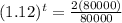 (1.12)^t=\frac{2(80000)}{80000}