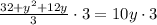 \frac{32+y^2+12y}{3}\cdot 3=10y\cdot 3