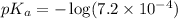 pK_a=-\log (7.2\times 10^{-4})