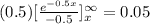 (0.5)[\frac{e^{-0.5x}}{-0.5}]^{\infty}_{x}=0.05