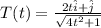 T(t)=\frac{2t \hat i + \hat j}{\sqrt{4t^2+1} }