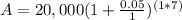 A=20,000(1 + \frac{0.05}{1} )^{(1*7)}