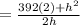 =\frac{392(2)+h^2}{2h}