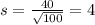 s = \frac{40}{\sqrt{100}} = 4