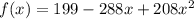 f(x)=199-288x+208x^2