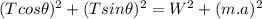 (Tcos\theta)^2+(Tsin\theta)^2=W^2+(m.a)^2