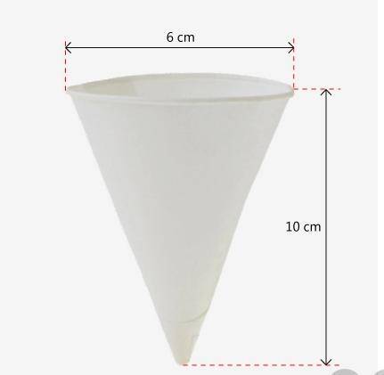 A conical paper cup has dimensions as shown in the diagram. How much water can the cup hold when ful