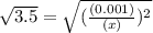 \sqrt {3.5} = \sqrt {( \frac{(0.001)}{(x)} )^2}
