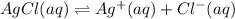 AgCl(aq)\rightleftharpoons Ag^{+}(aq)+Cl^-(aq)