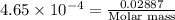 4.65\times 10^{-4}=\frac{0.02887}{\text {Molar mass}}