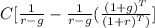 C[\frac{1}{r-g}-\frac{1}{r-g}(\frac{(1+g)^T}{(1+r)^T)}]