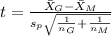 t=\frac{\bar X_{G}-\bar X_{M}}{s_{p}\sqrt{\frac{1}{n_{G}}+\frac{1}{n_{M}}}}