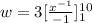 w =3[ \frac{x^{-1}}{-1} ]^{10}_1