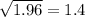 \sqrt{1.96} =1.4