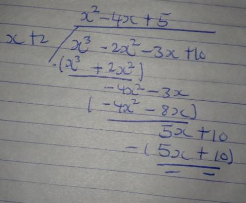 Find all zeros of the polynomial P(x) = x3 − 2x2 − 3x + 10. Express any non-real roots in the form a