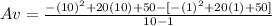 Av=\frac{-(10)^2+20(10)+50-[-(1)^2+20(1)+50]}{10-1}