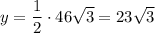 y=\dfrac{1}{2}\cdot 46\sqrt{3}=23\sqrt{3}