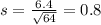 s = \frac{6.4}{\sqrt{64}} = 0.8