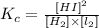 K_c=\frac{[HI]^2}{[H_2]\times [l_2]}