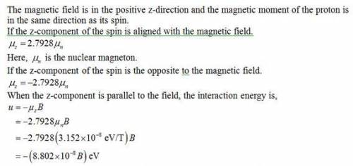 Hydrogen atoms are placed in an external magnetic field. The protons can make transitions between st