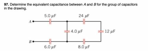 Determine the equivalent capacitance between a and b for the group of capacitors in the drawing.