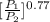 [\frac{P_{1} }{P_{2}}]^{0.77}  }