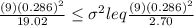 \frac{(9)(0.286)^2}{19.02} \leq \sigma^2 leq \frac{(9)(0.286)^2}{2.70}