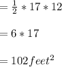 =\frac{1}{2} *17*12\\\\=6*17\\\\=102feet^2