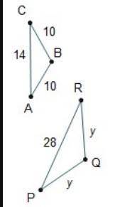 For the triangles to be similar by the sss similarity theorem what must be the value of y 18 20 24 2