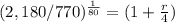 (2,180/770)^{\frac{1}{80}}=(1+\frac{r}{4})