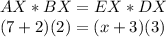 AX * BX = EX * DX\\(7+2)(2)=(x+3)(3)