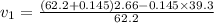 v_{1}=\frac{(62.2+0.145)2.66-0.145\times39.3}{62.2}