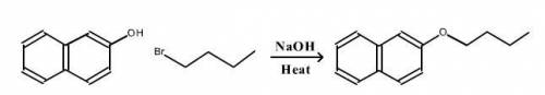 A reaction was performed in which 0.55 g of 2-naphthol was reacted with a slight excess of 1-bromobu