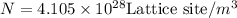 N=4.105\times 10^{28}\text{Lattice site}/m^3