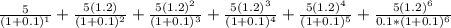\frac{5}{(1+0.1)^{1}} + \frac{5(1.2)}{(1+0.1)^{2}}+ \frac{5(1.2)^{2} }{(1+0.1)^{3}}+ \frac{5(1.2)^{3}}{(1+0.1)^{4}}+ \frac{5(1.2)^{4}}{(1+0.1)^{5}}+ \frac{5(1.2)^{6}}{0.1*(1+0.1)^{6}}