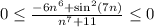 0 \leq\frac{-6n^6 + \sin^2(7n)}{n^7+11} \leq 0