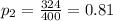 p_{2}=\frac{324}{400}=0.81