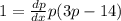 1=\frac{dp}{dx}p(3p-14)