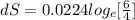 dS = 0.0224  log _{e} [\frac{6}{4}]