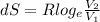 dS = R  log _{e} \frac{V_{2}}{V_{1}}