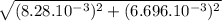 \sqrt{(8.28.10^{-3} )^{2} +(6.696.10^{-3} )^{2} }