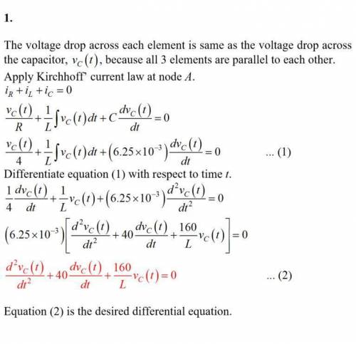 1. write down the differential equation that vC(t) satisfies, keeping the L as an unknown. 2. Write