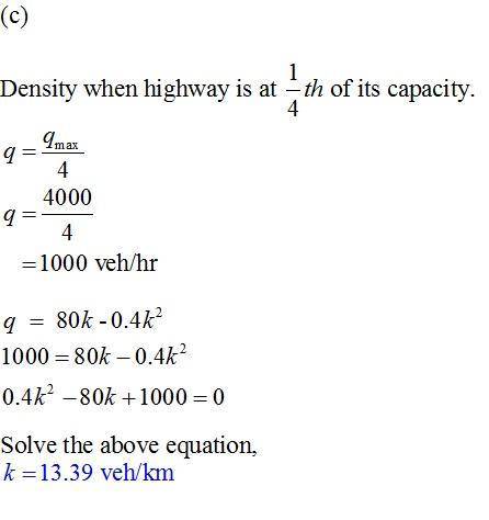 A section of highway has a speed-flow relationship of the form . What is the capacity of the highway