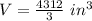 V = \frac{4312}{3}\ in^3