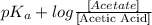 pK_{a} + log \frac{[Acetate]}{[\text{Acetic Acid}]}