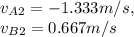 v_{A2}=-1.333m/s,\\ v_{B2}=0.667m/s