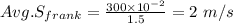 Avg.S_{frank} =\frac{300 \times 10^{-2} }{1.5}=2\ m/s